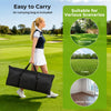 Golf practice hitting net with carrying bag, suitable for backyard, grass, and indoor use, featuring dual side barriers.