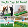 Golf putting green with realistic artificial grass turf, featuring three holes and non-slip backing for indoor and.