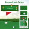 Golf putting green featuring three holes with flags, made of realistic artificial grass for indoor and outdoor practice.