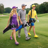 Lightweight pink golf stand bag with sturdy support legs and adjustable shoulder strap, perfect for driving range use.