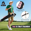 Lightweight pink golf stand bag with adjustable shoulder strap and built-in handle, perfect for driving range use.