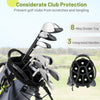 Golf stand bag in gray with 8-way top dividers and 5 zippered pockets for organized club storage and easy transport.