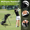 Golf stand cart bag in green with 6-way divider, multiple handles, and 7 pockets for easy carrying and organization.