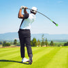 Golf Swing Trainer Aid with weighted head, fiberglass shaft, and ergonomic handle for warm-up and practice on the.