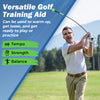 Golf Swing Trainer Aid with weighted head, fiberglass shaft, and ergonomic handle for improving swing tempo and balance.