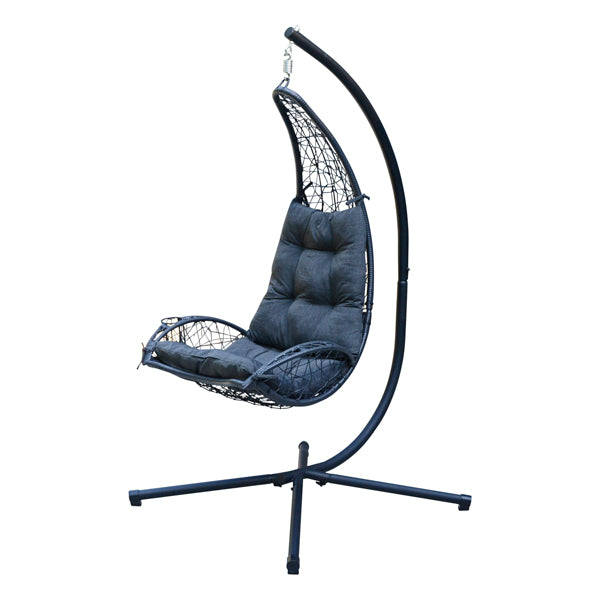 Algoma Cushioned Rattan Wicker Hanging Chair with Stand 6.5 ft New