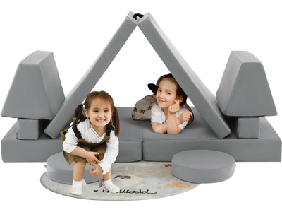 Costway 10-Piece Kids Play Couch Sofa Gray 62485913 New