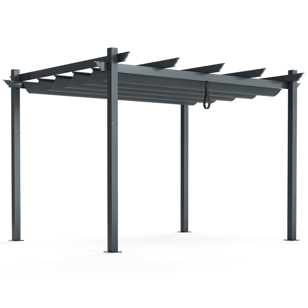 Costway Pergola with Retractable Canopy 10' x 12' Aluminum Frame New