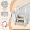 3-step stool in gray with safety handles, non-slip pedals, and reinforced structure for toddlers' safe use.