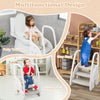 3-step stool with safety handles in gray, featuring non-slip pedals for toddlers, ideal for potty training and reaching.
