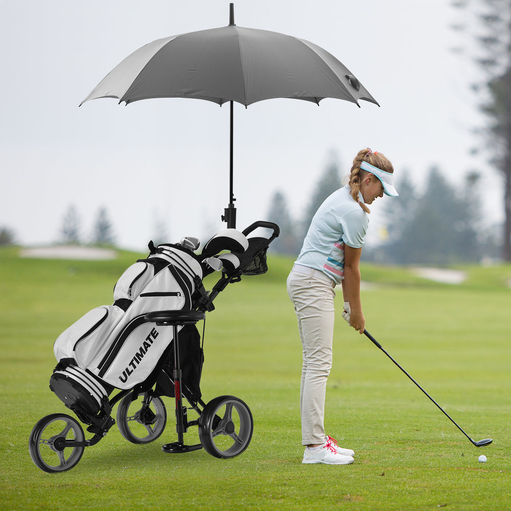 3 Wheels Folding Golf Push Cart with Seat Scoreboard and Adjustable Handle-Gray - Gallery View 1 of 9