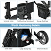 Close-up of the adjustable handle and drink holder on the gray 3 wheels folding golf push cart with storage bag.