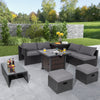 9 Pieces Patio Furniture Set with 32” Fire Pit Table and 50000 BTU Square Propane Fire Pit-Gray - Gallery View 1 of 13
