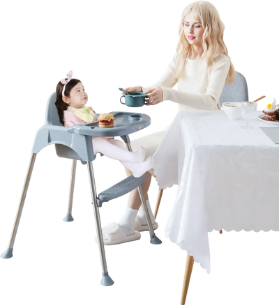 Costway 4-in-1 Convertible Baby High Chair Removable Double Tray Gray 14938567 New