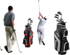 Golf cart bag with 14-way top dividers in gray, featuring multiple pockets and dual strap design for easy carrying.