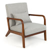Modern Accent Chair with Rubber Wood Frame and Lumbar Pillow-Gray - Gallery View 1 of 8