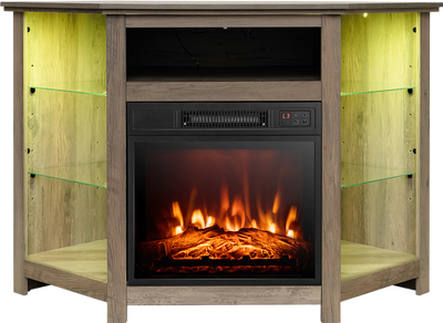 Costway Fireplace Corner TV Stand with LED Lights & APP Control 4777 BTU 1400W New
