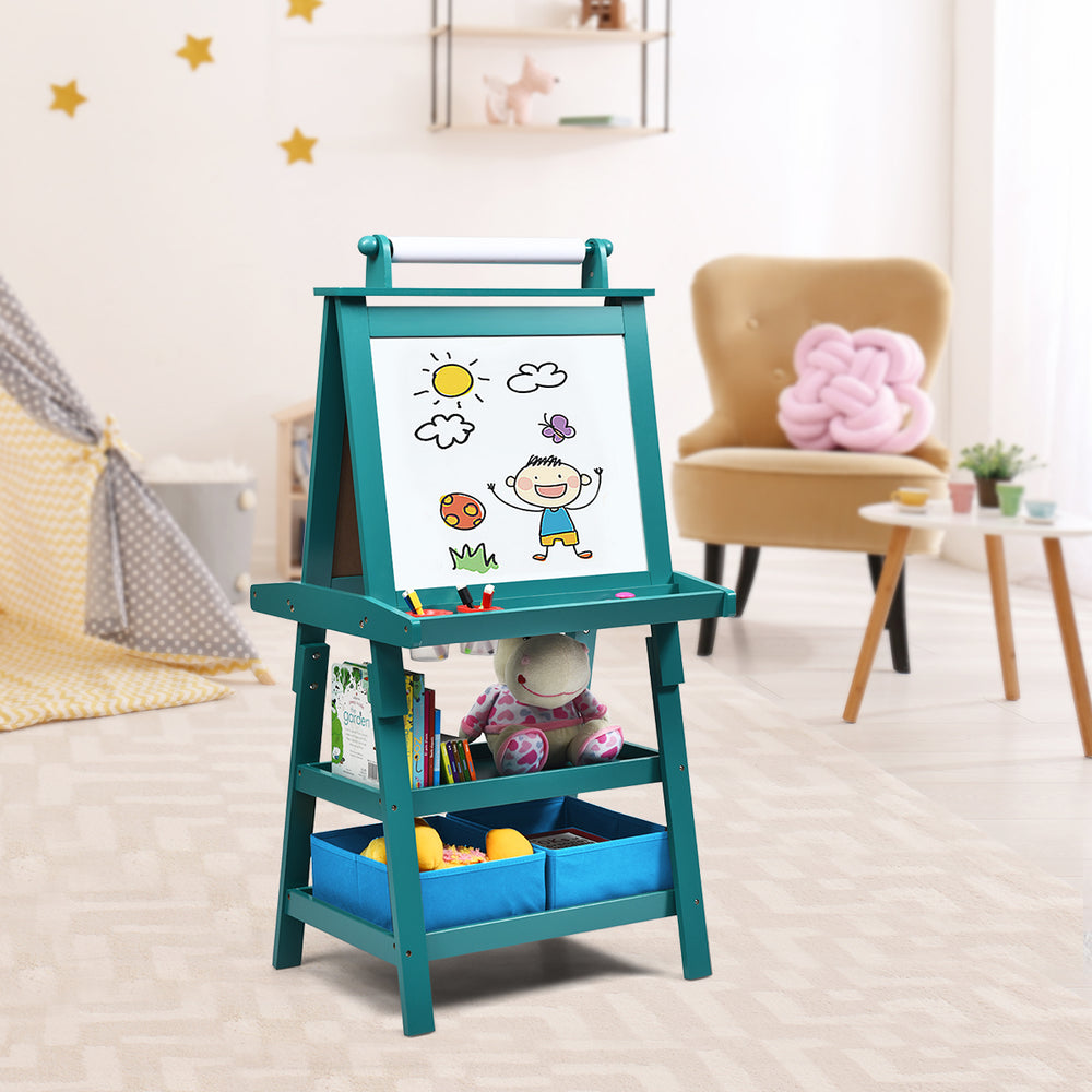 3 in 1 Double-Sided Storage Art Easel-Green - Gallery View 1 of 12