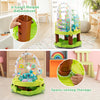 3-in-1 Baby Activity Center in green with 3 height adjustments, featuring toys and space-saving storage design.