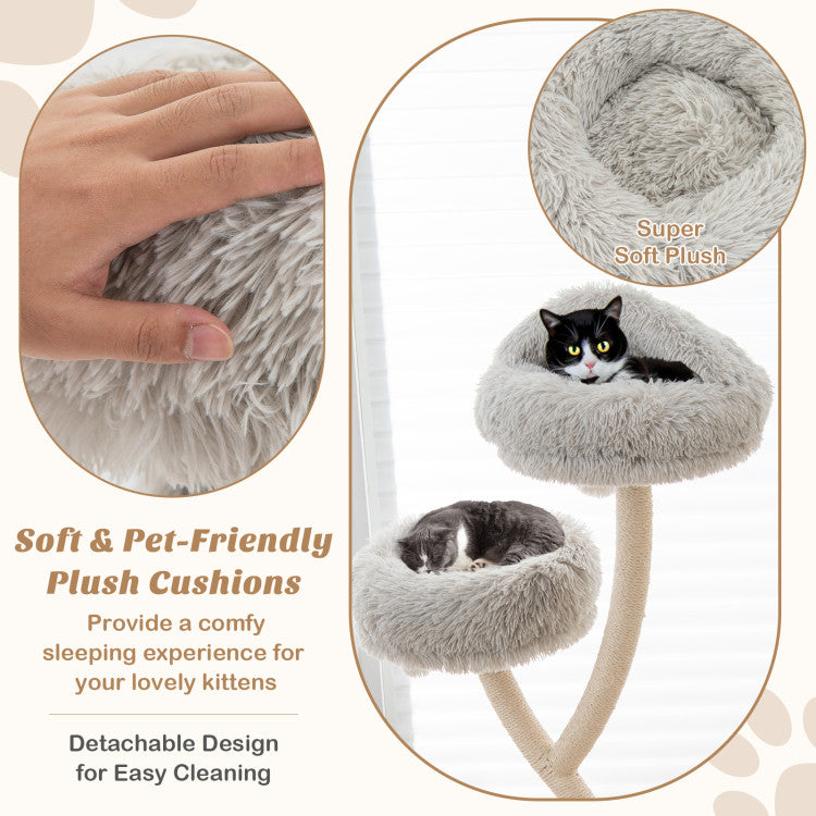 Costway Cat Tree 70" Tall 4-Layer Cat Tower with 3 Perches and Dangling Balls New