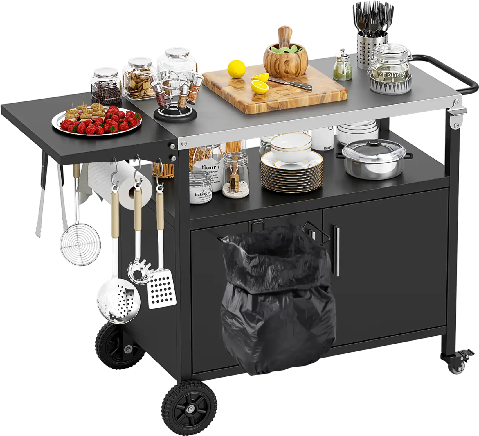 Costway Outdoor Grill Cart Storage Folding Stainless Steel Top 584192763 New