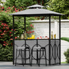 6.5 x 4 x 8 FT Grill Gazebo Set with 2 Bar Stools and Bar Table-Gray - Gallery View 1 of 10
