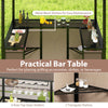 Practical bar table with metal mesh shelves, ideal for placing grilling accessories and beverages in the outdoor gazebo.