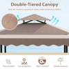Double-tiered canopy of the coffee-colored grill gazebo, offering sun protection and enhanced airflow for outdoor BBQs.