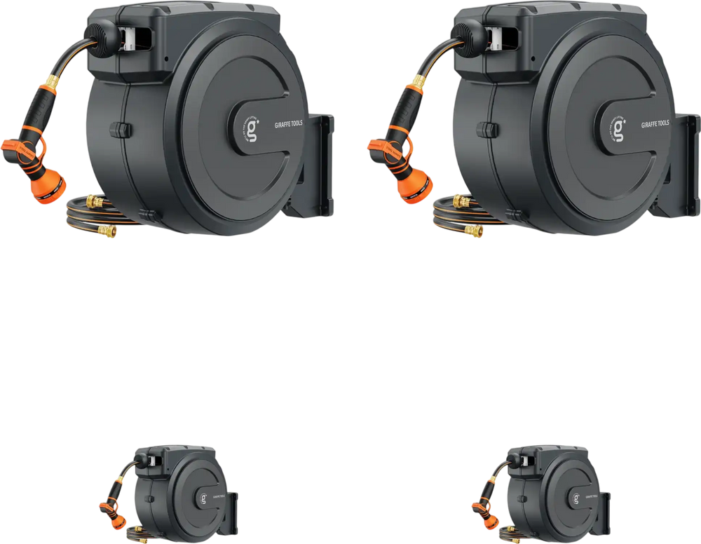 Giraffe Tools AW40 Retractable Garden Hose Reel Bundle 130ft + 130ft New