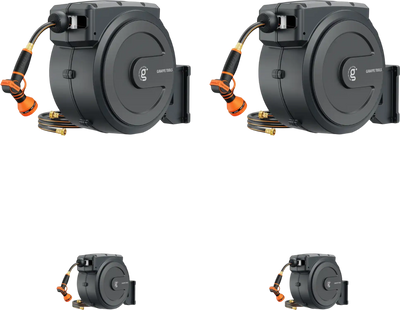 Giraffe Tools AW40 Retractable Garden Hose Reel Bundle 130ft + 130ft New