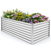 Spacious raised garden bed with vibrant flowers, featuring durable rust-proof metal construction for outdoor use.
