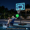 Pool basketball hoop with LED lights for night training, featuring adjustable height and shatter-proof backboard for stability.