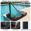 Stable triangular base design of the pool basketball hoop with fillable water or sand for enhanced stability.