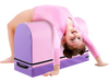 Gymnastics vaulting box in purple with detachable mat, designed for kids' training and backbend practice.