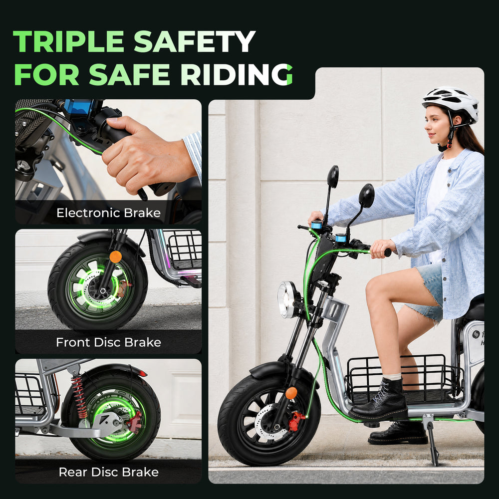 isinwheel H7Pro Electric Scooter with Seat 2000W 41 MPH 45 Mile Range 48V New