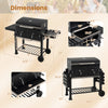 Large charcoal grill with lifting trays, folding tables, and wheels, featuring a 752 sq.in cooking area for outdoor.