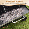 Removable ash tray of the large charcoal grill, designed for easy cleaning and maintenance after outdoor barbecues.
