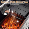 Close-up of the dual-zone liftable charcoal trays in the Large Charcoal Grill for precise temperature control.