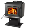 Pleasant Hearth HWS-1200-B Wood Burning Stove 1,200 Sq. Ft. 56,107 BTU Stainless Steel Ash Lip and Blower EPA Certified New