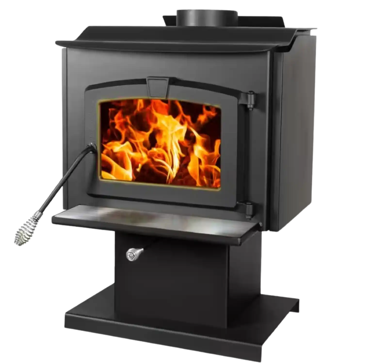 Pleasant Hearth HWS-1200-B Wood Burning Stove 1,200 Sq. Ft. 56,107 BTU Stainless Steel Ash Lip and Blower EPA Certified New