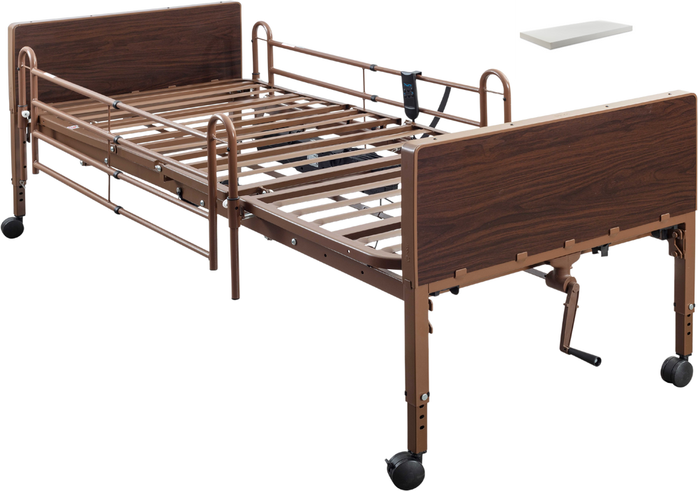 MedaCure HCSE36 Semi-Electric Homecare Hospital Bed Half Rails or Full Rails with Primex Mattress New