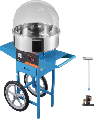 Vevor Cotton Candy Machine with Cart 1000W Commercial Stainless Steel Bowl with Cover New