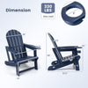 Ergonomic blue HDPE Adirondack chair with cup holder and wooden texture, perfect for patio and outdoor relaxation.