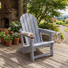 HDPE Adirondack Chair with Cup Holder and Wooden Texture for Patio-Gray - Gallery View 1 of 9