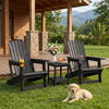 HDPE Adirondack Chair with Cup Holder and Wood-Like Texture High Back for Garden-Black - Gallery View 1 of 10