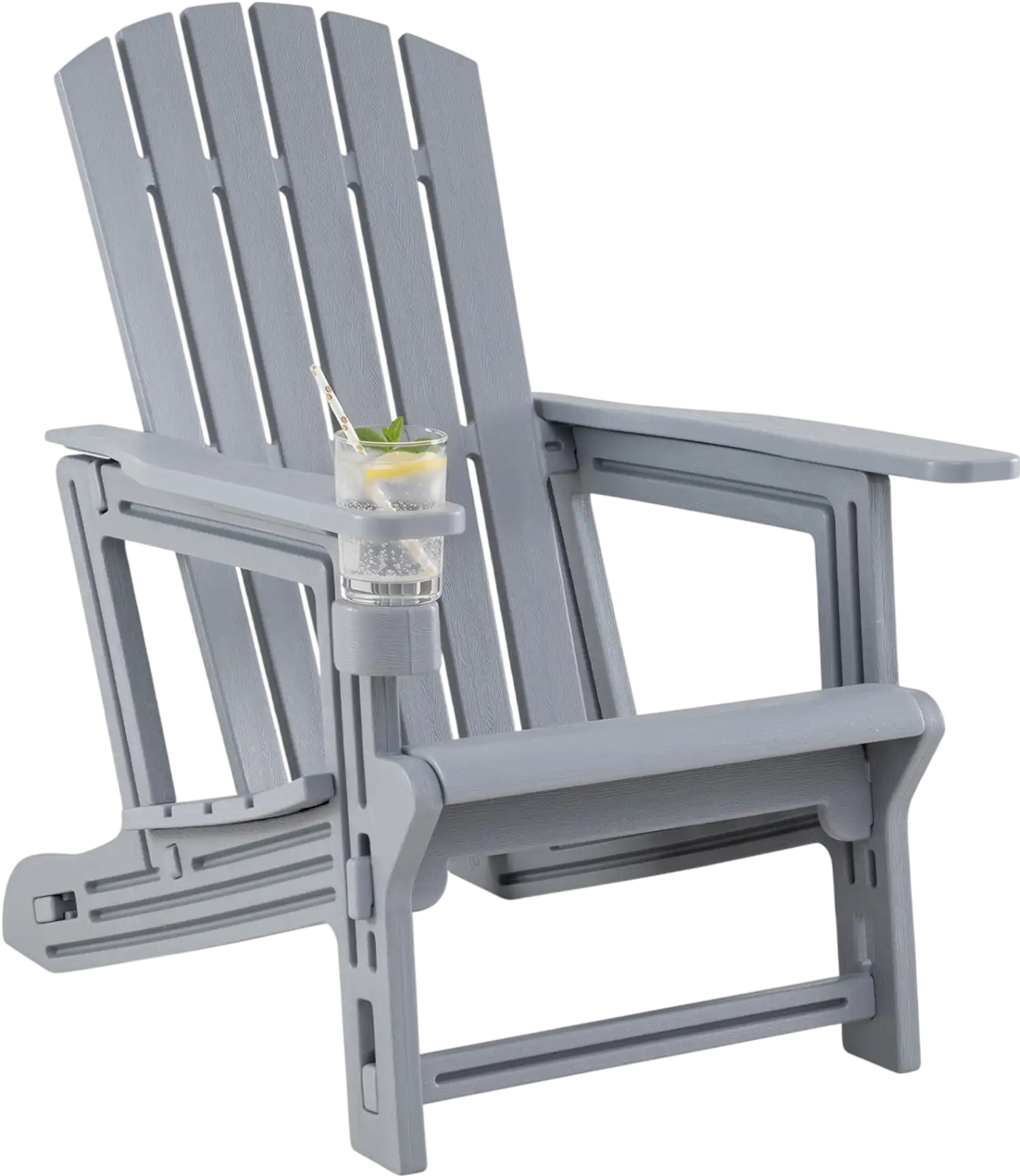 Costway HDPE Adirondack Chair Cup Holder High Back Wood-Like Texture 25655049 New