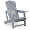 HDPE Adirondack Chair with Cup Holder and Wood-Like Texture High Back for Garden-Gray - Gallery View 1 of 8