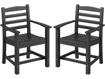 Costway HDPE All-Weather Patio Dining Chairs Set of 2 Wide Armrests 986731542 New