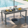 HDPE Outdoor Dining Table for 6 Person with Wood-Like Tabletop and Umbrella Hole-Gray - Gallery View 1 of 11