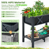 HIPS raised garden bed in black with ergonomic height, featuring drainage holes and textured grains for plant.